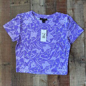 Purple Butterfly Print Crop Top By Streetwear Society Womens size Small